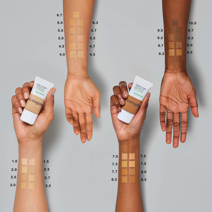 Neutrogena Clear Coverage Flawless Matte CC Cream, Full-Coverage Color Correcting Cream Face Makeup with Niacinamide (b3), Hypoallergenic, Oil Free &