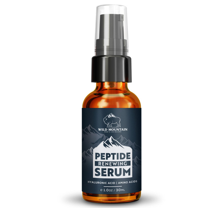 Wild Mountain Peptide Face Serum for Men - Mens Face Care with Hydrating Hyaluronic Acid & Collagen Boosting Amino Acids - Antiaging for Men & Skin B
