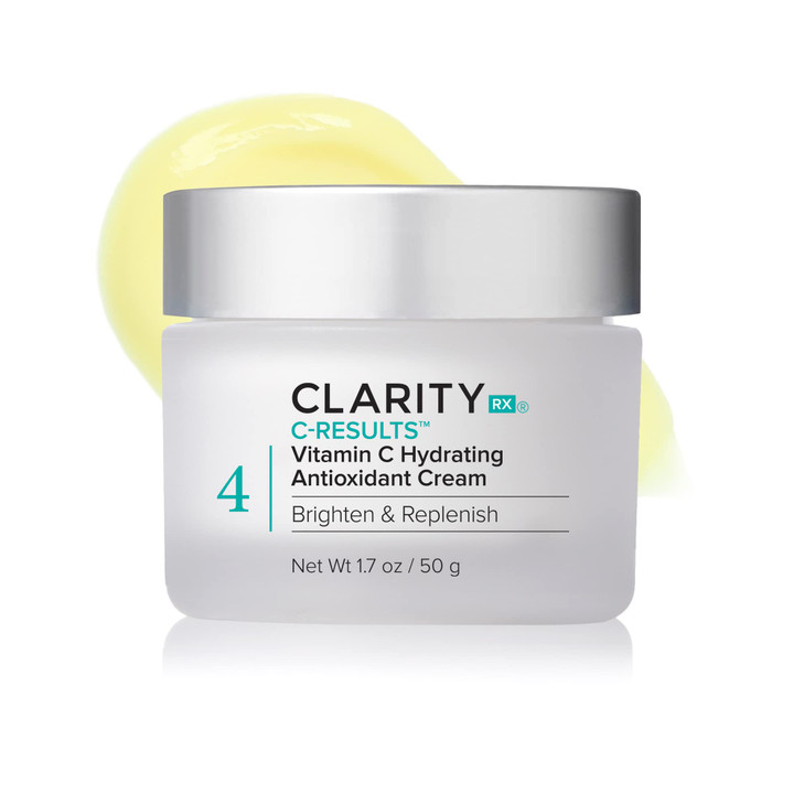ClarityRx C-Results Vitamin C Hydrating Antioxidant Face Cream, Natural Plant-Based Anti-Aging Facial Moisturizer for Brighter Skin (1.7 oz)