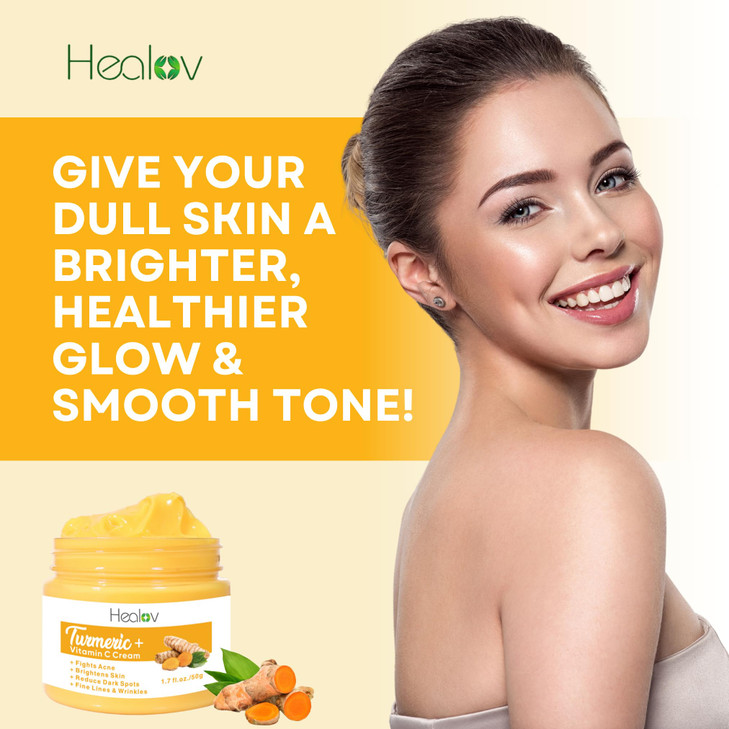 Turmeric Face Cream for Face & Body - All Natural Turmeric Skin Brightening Lotion - Turmeric Cleanses Skin, Fights Acne, Evens Tone, Fades Scars, Su