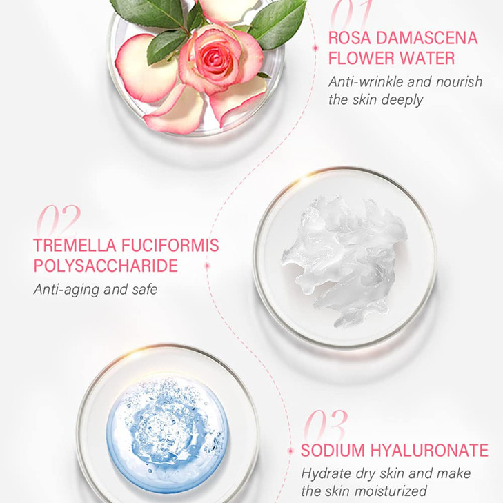 Rose Facial Moisturizing Serum Anti-Aging Anti-Wrinkle Smooth Essence Improve Face Skin Daily Skin Care, Brighten, Hydrate, Firm and Reveal Radiant S