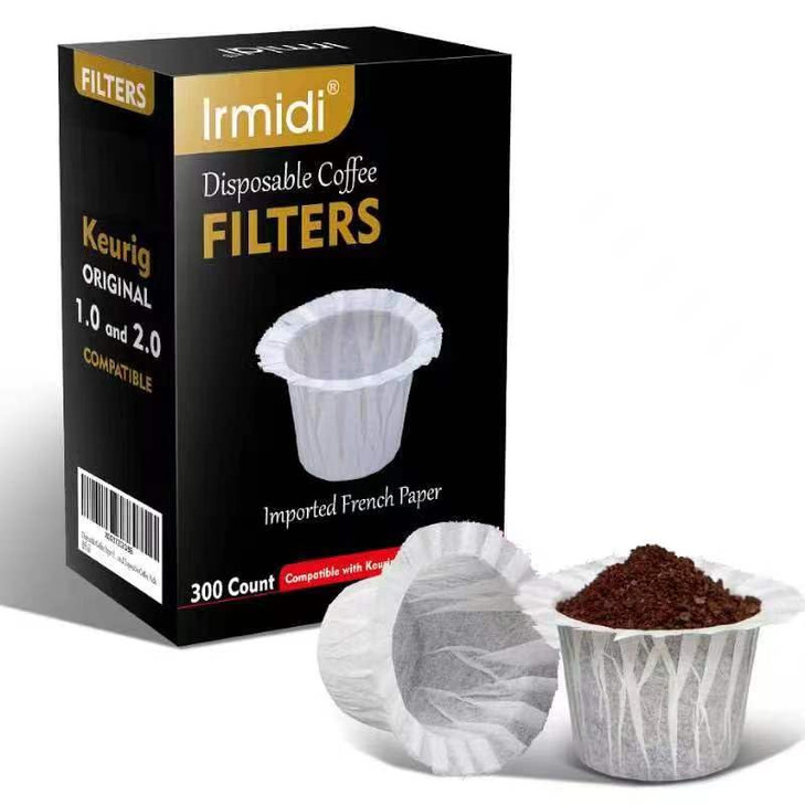 Irmidi 300 Count Disposable Coffee Filters Compatible with Keurig Brewers Single Serve 1.0 and 2.0, Use with Reusable K Cup Coffee Pods