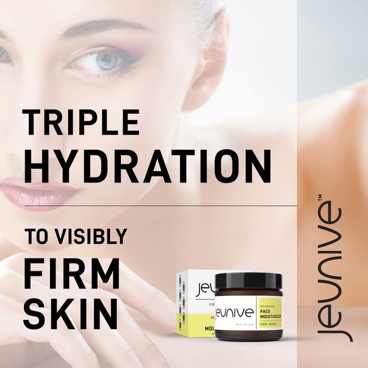 Jeunive Rejuvenating Triple Power Hydration Face Moisturizer Cream | Anti-Aging Hyaluronic Acid, Aloe Vera, Vitamins to Firm, Plump and Even Skin Ton