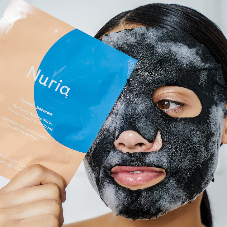 Nuria - Defend Purifying Bubble Sheet Mask Set, Cleansing Masks to Lift Impurities for Clean Skin, Suitable for All Skin Types, 5 mask bundle, each 2