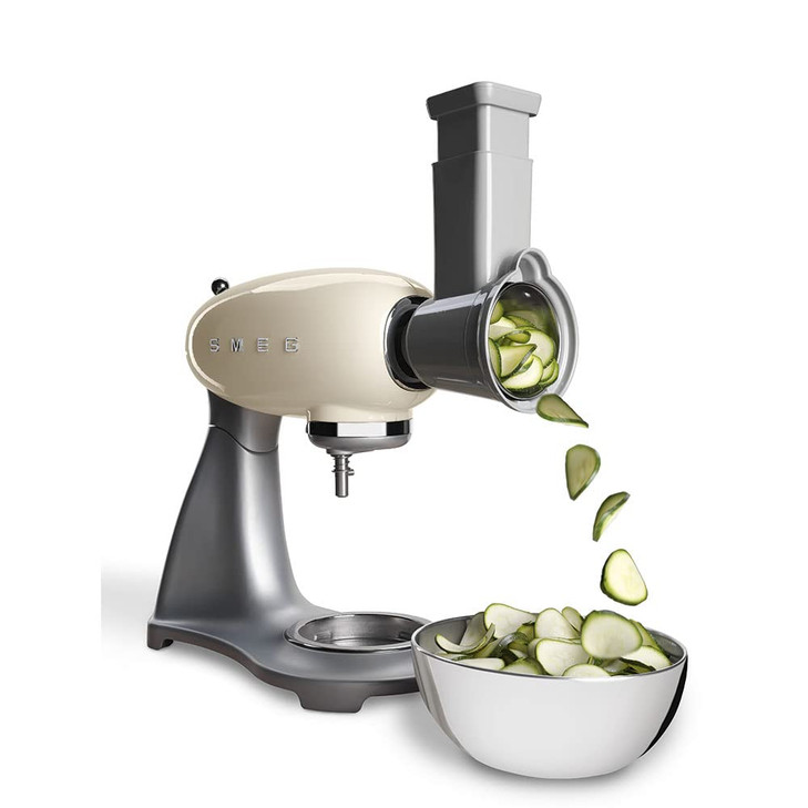 SMEG SMSG01 Slicer and Grater Accessory  Compatible with SMF02 & SMF03 Stand Mixer Includes 4 Stainless Steel Drums for Slicing & Grating