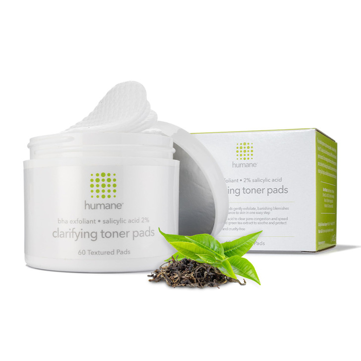 Humane Clarifying Toner Pads for Face - 2% BHA Liquid Salicylic Acid - Pore Minimizer and Facial Exfoliator - Gentle for All Skin Types - Removes Exc