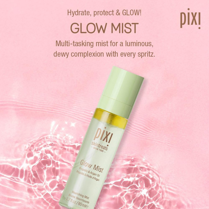 Pixi Beauty Glow Mist | All-Over Mist for Luminous Complexion | Set & Refresh Makeup | Hydrate Skin with 21 Natural Oils | 2.70 Fl Oz
