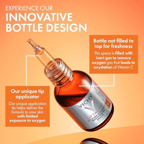 Vichy LiftActiv Vitamin C Serum For Face, Brightening Serum With 16% Pure Vitamin C + Hyaluronic Acid + Vitamin E, Improves Radiance & Firmness, Anti