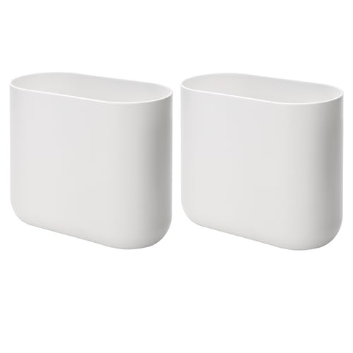 iDesign Small Slim Plastic Bathroom Trash Can, Garbage Can for Bedroom, Office, Desk, Dorm, 2-Pack, White