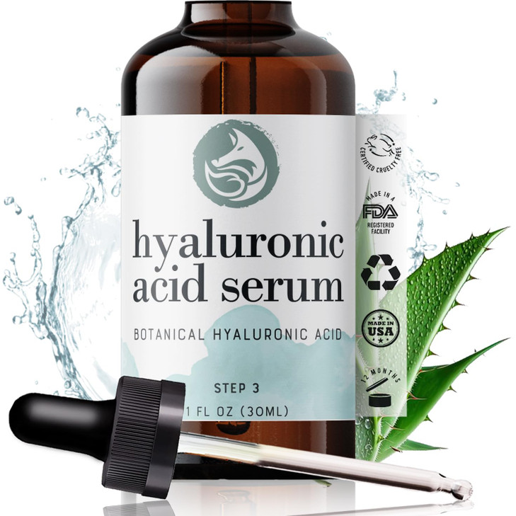 Hyaluronic Acid Face Serum - Hydrating Anti Wrinkle Anti Aging Facial Serum - With Vitamin C and E, Green Tea, Jojoba Oil - Natural and Organic - 1 O