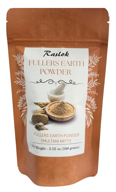 Raslok 100% Pure Fullers Earth Powder | Multani Mitti Organic for Face | No Added Fragrance | Natural Face Mask Mud Mask Pack (3.52 oz.) | Multani Ma