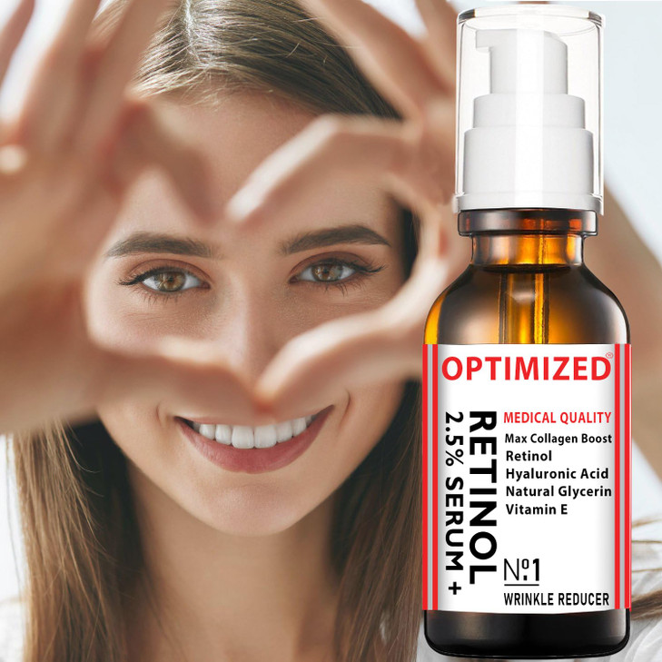 Retinol Serum 2.5% with Hyaluronic Acid, Glycerin, Vitamin E - Reduce Wrinkles, Fine Lines, Even Skin Tone, Sun Spots, Age Spots - Boost Collagen Pro