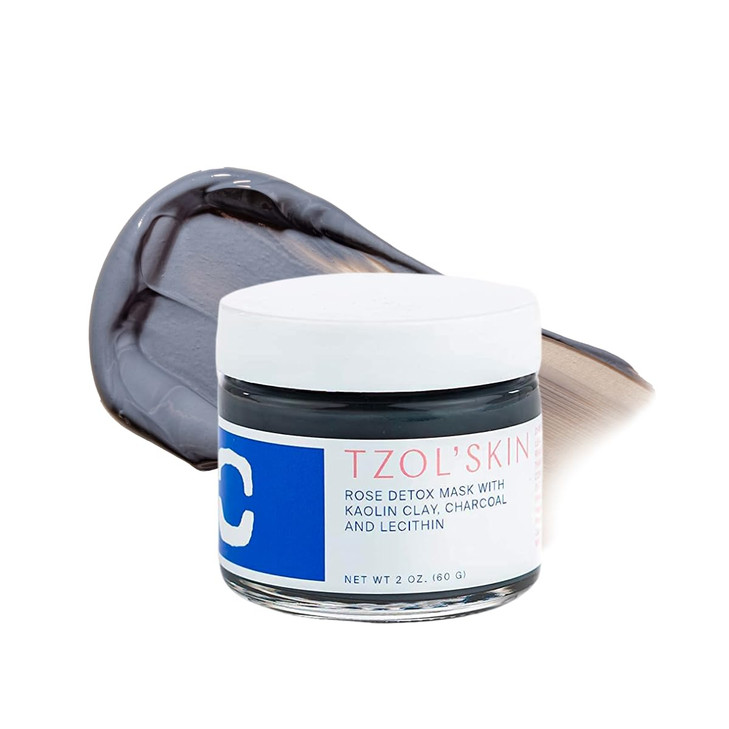 TZOL'Skin Rose Detox Mask - Clarifying Clay Mask - Reduces Pores and Targets Blackheads - Charcoal & Triple-Action Clays - Natural Exfoliant - No Par