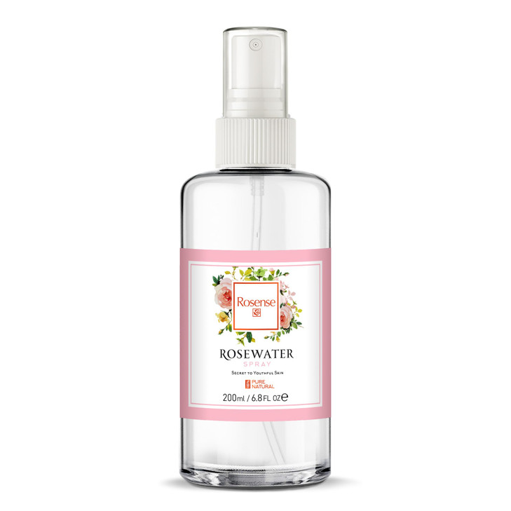 Rosense Glass Bottle Rosewater Hydrating Facial Toner/Rose Water Face Mist 6.8 Oz