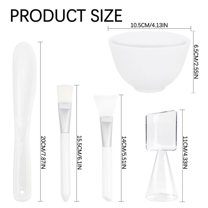 FERCAISH 5Pcs Diy Face Mask Mixing Bowl, Microwavable Silicone Facial Mud Bowl Cosmetic Beauty Tool for Home Salon(White)