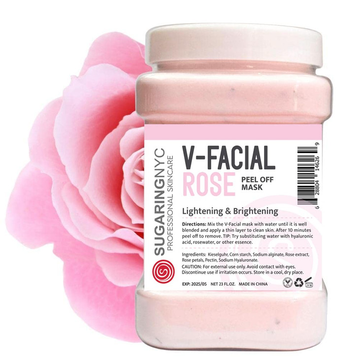 Vajacial Jelly Mask Peel-Off Bikini, Jelly Mask Underarms Area Peel Mask - Bulgarian Rose with Pieces of Rose- Professional Size 23oz by Sugaring NYC