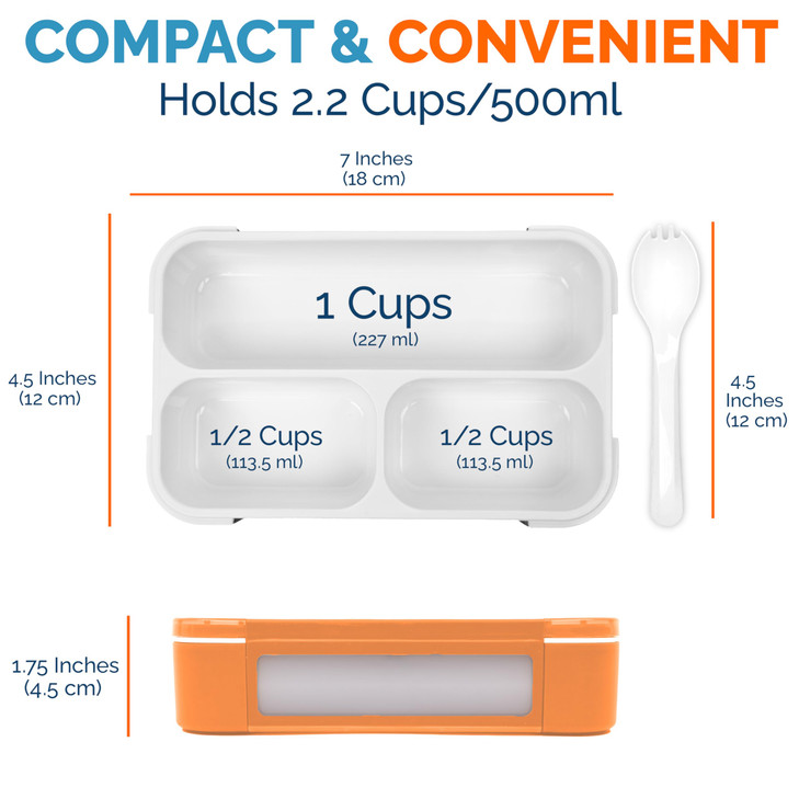 kinsho MINI Lunch-Box Snack Containers for Kids | SMALL Bento-Box Portion Container | Leak-proof Boxes for School Work Travel | Best for Adults Boys