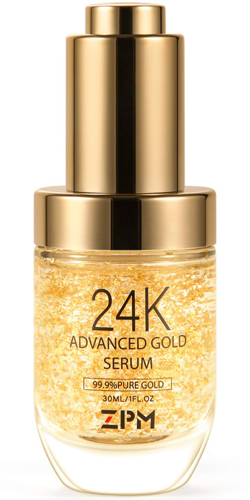 24K Gold Anti Aging Face Serum Moisturizer Enriched with Vitamin C Serum, Hyaluronic Acid, Vitamin E Cream for Day and Night Wrinkle Reduction, Re-Ac