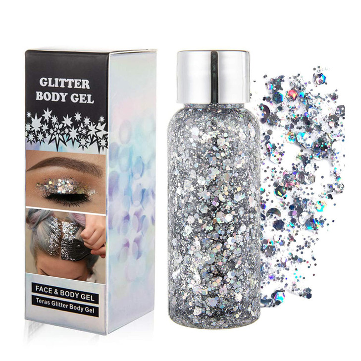 GL-Turelifes Mermaid Sequins Chunky Glitter Liquid Eyeshadow Glitter Body Gel Festival Glitter Cosmetic Face Hair Nails Makeup Long Lasting Sparkling