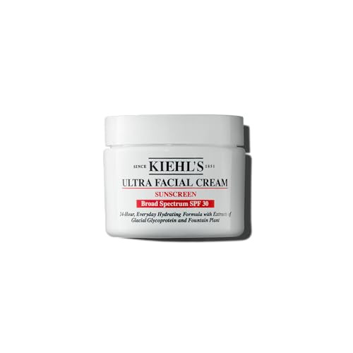 Kiehl's Ultra Facial Cream with SPF 30, Lightweight Daily Moisturizer for All Skin Types, 24-hour Hydration, UV Sunscreen Protection, Non-greasy, Abs