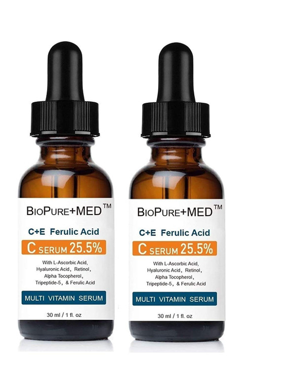 BioPureMED 25% Vitamin CE+Ferulic Acid Serum for Face: Anti Wrinkle Serum with Tripeptide-5, Retinol, Hyaluronic Acid tns Best Korean Organic Vitamin