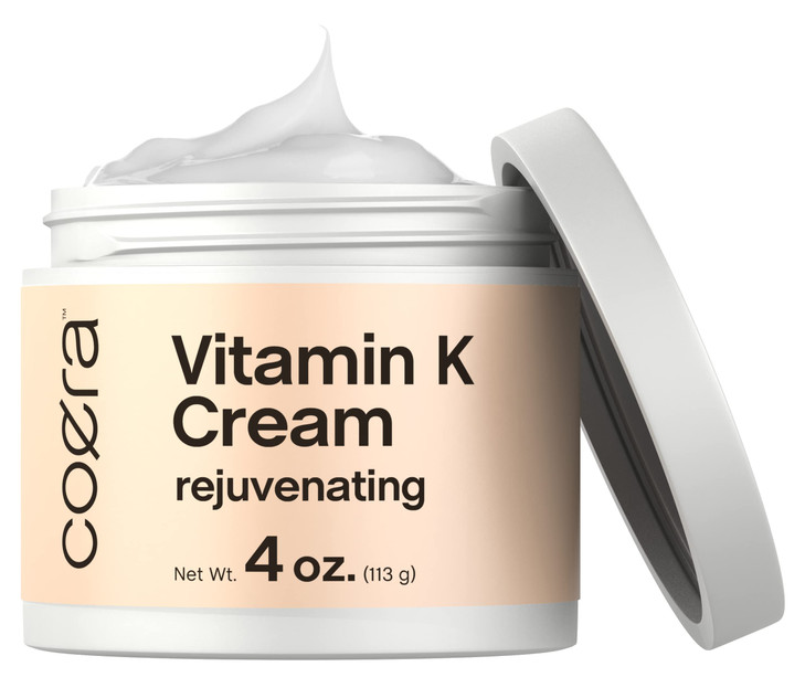 Coera Vitamin K Cream 4 oz | Premium Formula for Bruises, Spider Veins, Dark Circles, Broken Capillaries, Eyes, and Face | Paraben and SLS Free
