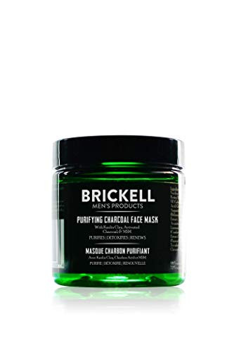 Brickell Men's Purifying Charcoal Face Mask Skin Care Product, Natural and Organic Activated Charcoal Facial Mask With Detoxifying Kaolin Clay, 4 Oun