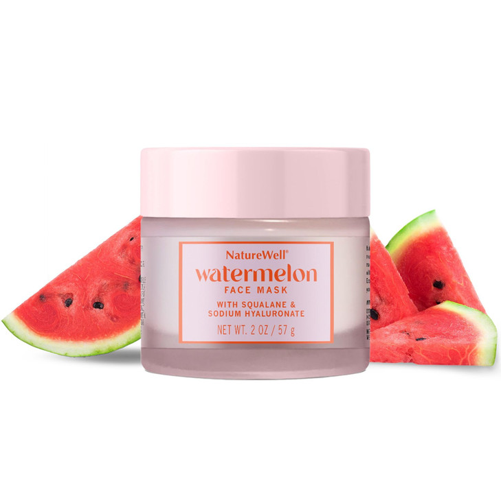 NATURE WELL Watermelon Face Mask, Enriched with Hydrating Watermelon Fruit Water & Plant-Derived Squalane, Promotes A Radiant & Moisturized Complexio