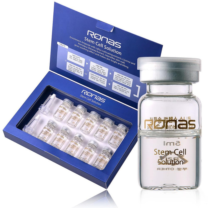 Ronas Stem Cell Solution ampoules Anti Aging Formula Best Anti Aging Serum Plant Stem Cells Hyaluronic Acid Restore Replenish Skin Smooth Wrinkles Al