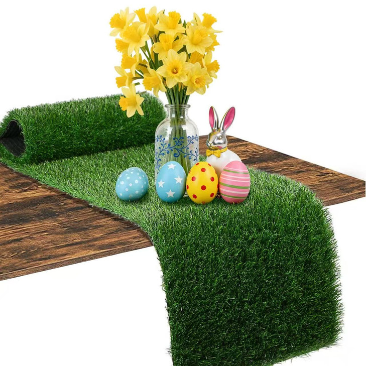 XLX TURF Green Artificial Grass Table Runner for Easter Golf Party Decorations - 12 x 36 Inches Short Fake Grass Crafts Table Centerpiece Wedding Bab