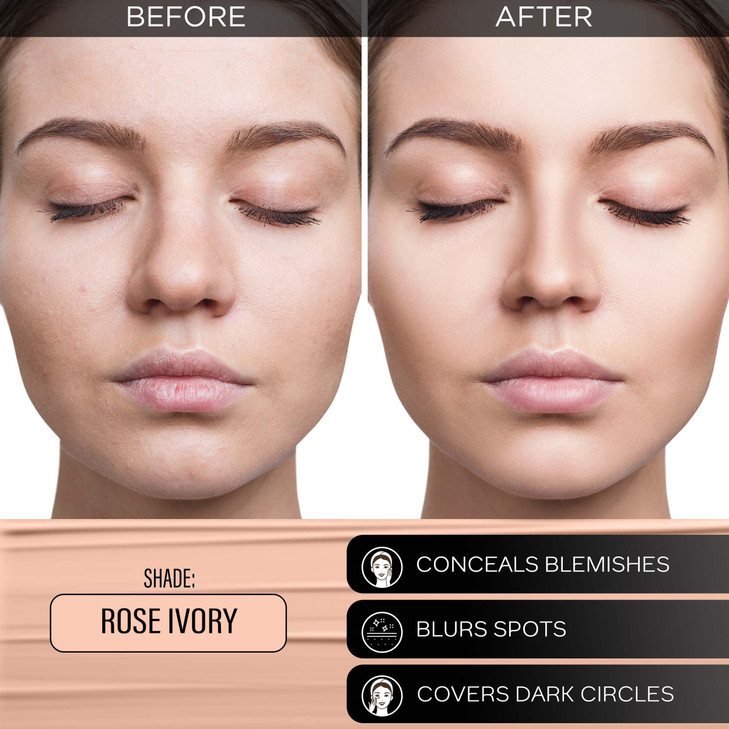 FACESCANADA All Day Hydra Matte Foundation With SPF 30 - Rose Ivory | 3-in-1 Foundation Moisturizer Sunscreen | Oil Free With Vitamin C | 0.85 Fl Oz/