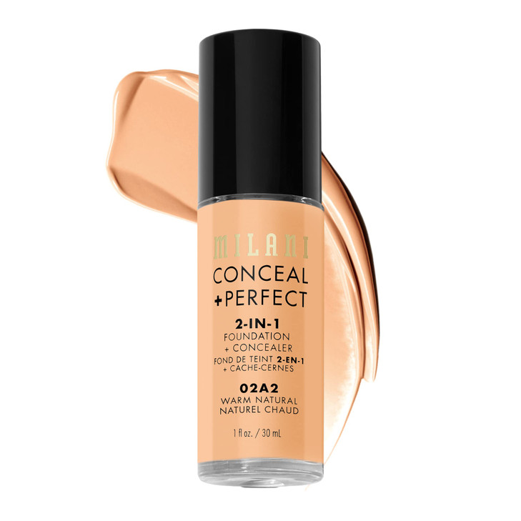 Milani Conceal + Perfect 2-in-1 Foundation + Concealer for a Flawless Complexion, Under Eye Corrector, Cover Redness and Imperfections, Waterproof an