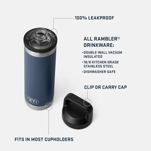 YETI Rambler 18 oz Bottle, Leakproof, Vacuum Insulated, Stainless Steel with Chug Cap, Wild Vine Red