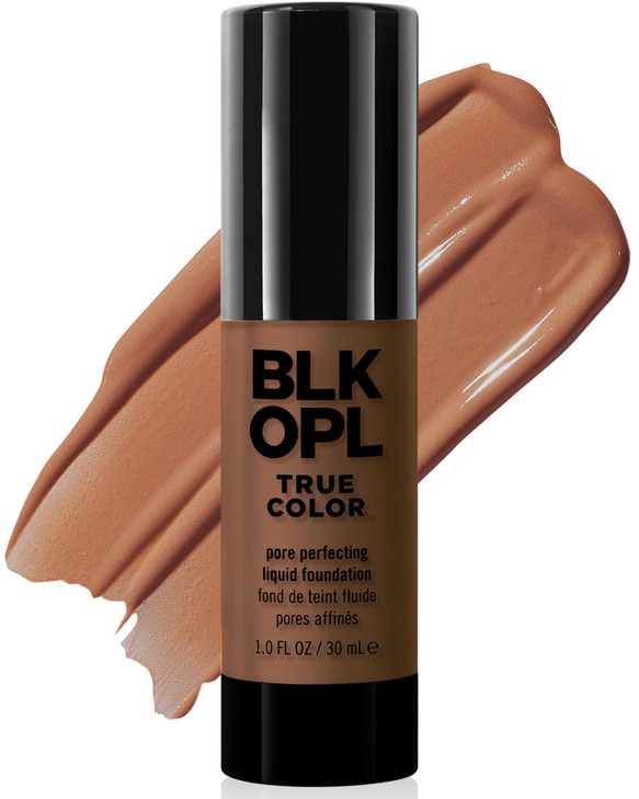 BLK/OPL TRUE COLOR Pore Perfecting Liquid Foundation, Au Chocolat  enriched with Vitamins C & E, paraben-free, fragrance-free, cruelty-free