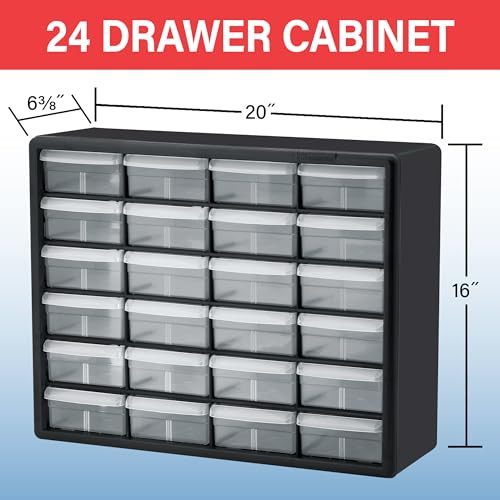 Akro-Mils 24-Drawer Plastic Drawer Storage Cabinet for Garage Organization, Bead Organizer, Building Bricks Storage, Teacher Toolbox, Makeup Organize