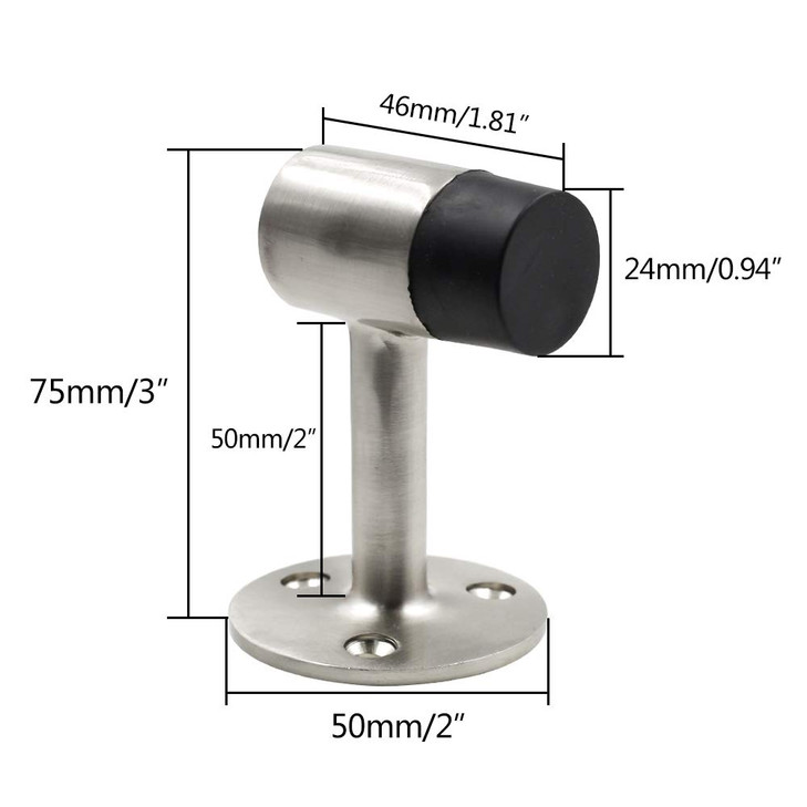 PHITUODA 3 Inch / 75mm Heavy Duty Floor Stop, Door Stopper Stainless Steel Brushed Nickel - Pack of 1