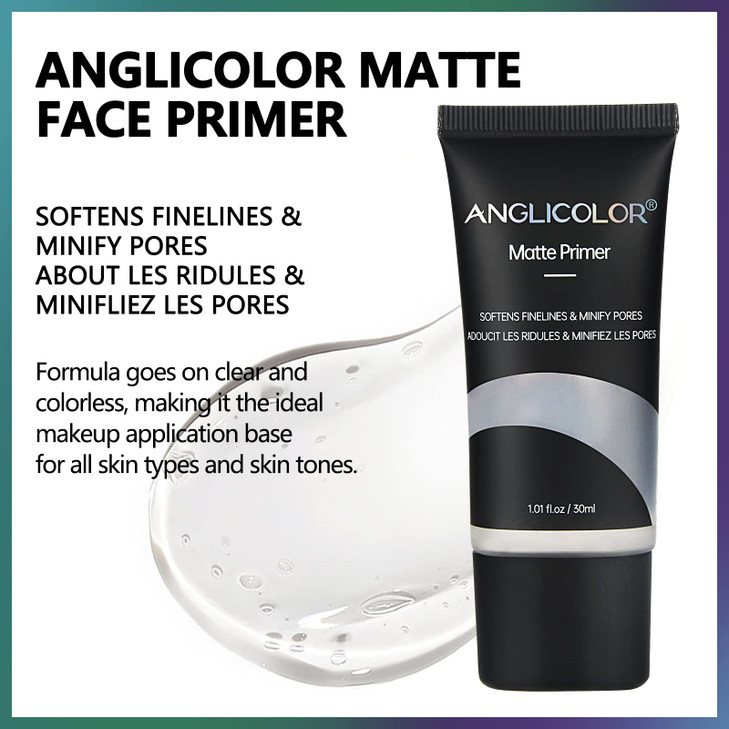 Anglicolor Matte Primer Face Foundation Primer Makeup Primer For All Skin Types,Long Lasting Hydrating Smoothing Isolated Moisturizing Oil Free Effec