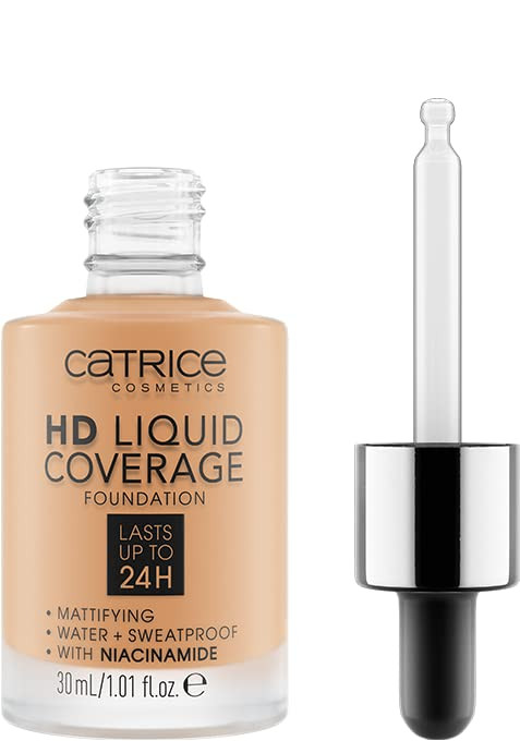 Catrice | HD Liquid Coverage Foundation | 24H Wear, Matte Finish, High Coverage, Waterproof Formula with Niacinamide | Vegan & Cruelty Free (034 | Me