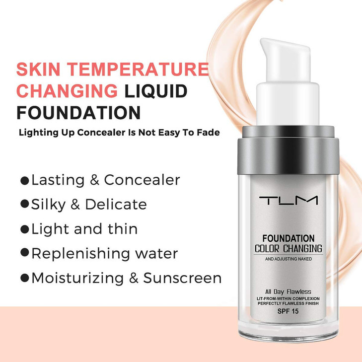 ReviGLam TLM Colour Changing Liquid Foundation Hides Wrinkles & Lines, BB Cream Makeup Base Concealer Cover Moisturizing Fluid for all Skin Tone SPF1
