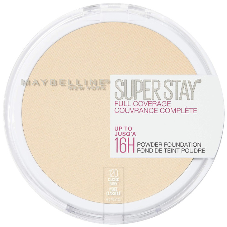 Maybelline New York Super Stay Full Coverage Powder Foundation Makeup, Up to 16 Hour Wear, Soft, Creamy Matte Foundation, Classic Ivory, 1 Count