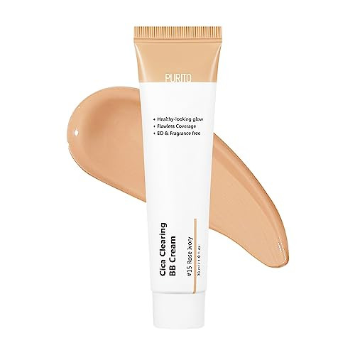 PURITO Cica Clearing BB Cream #15 Rose Ivory 1 fl.oz / 30ml, Vegan bb cream, foundation, cruelty free