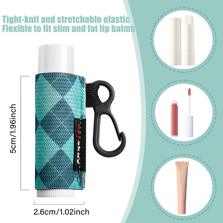 HEYSKAY 3PCS Lip Balm Holder Sleeves Keychain Chapstick Holder Keychain Lip Gloss Holder Keychain Chapstick Elastic Sleeves(Black/Color strip/Geometr