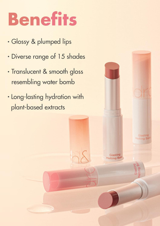 rom&nd GLASTING MELTING BALM #06 Kaya Fig - Vegan K-Beauty Tinted Lip Balm for Crystal Water-Gloss Shine, Deep Hydration & MLBB Rosy Nude Color | Non