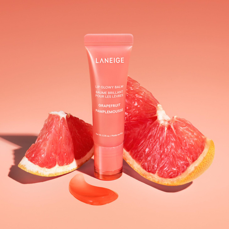 LANEIGE Lip Glowy Balm, Grapefruit: Sheer Tinted Lip Moisturizer with Shea Butter, for Hydrating Shine & Soft Lips