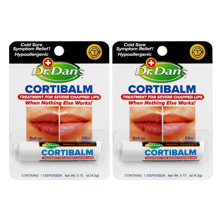 Dr. Dan's Cortibalm - 2 Pack - for Dry Cracked Lips - Healing Lip Balm for Severely Chapped Lips - Designed for Men, Women and Children