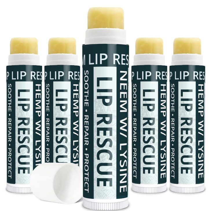 Hemp Lip Balm with L-Lysine & Seed Oil | Intense Lip Conditioner for Softness & Moisture Retention | Natural Botanical Lip Care (5 Tubes)