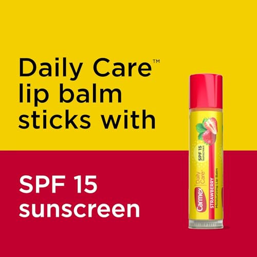 Carmex Daily Care Moisturizing Lip Balm Stick, Cherry, Strawberry, Wintergreen, SPF 15, 0.45 oz, 3 Ct (4 pack) (Bundle)