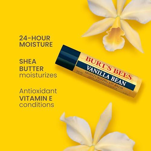 Burt's Bees Lip Balm - Vanilla Bean, Lip Moisturizer With Responsibly Sourced Beeswax, Tint-Free, Natural Origin Conditioning Treatment, 2 Tubes, 0.1
