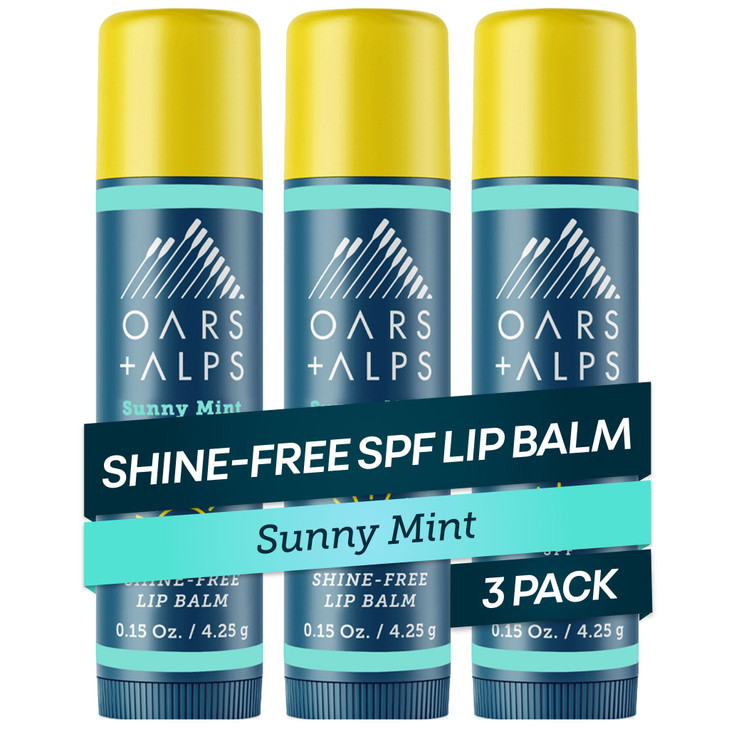 Oars + Alps Lip Suncreen, SPF 18 Lip Balm, Shine Free Sunscreen for Lips, Infused with Vitamin E, Peppermint & Spearmint, Water & Sweat Resistant, Mo