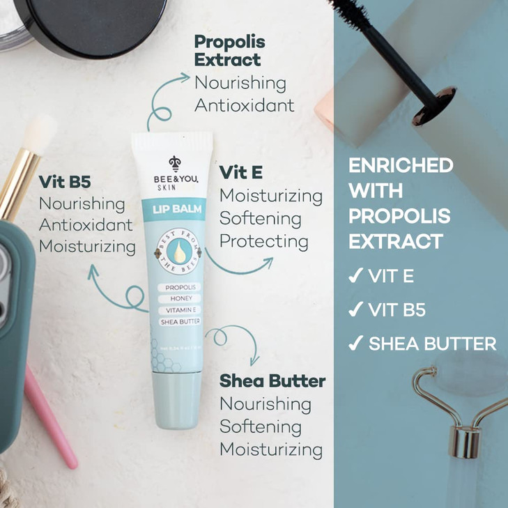 Bee and You Ultra Conditioning, 100% Natural, Moisturizing Lip Balm, Chapped Lips Treatment Severe, Beeswax, Propolis Extract, Raw Honey, Vitamin E,